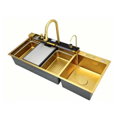 Double Bowl Smart Waterfall Kitchen Sink