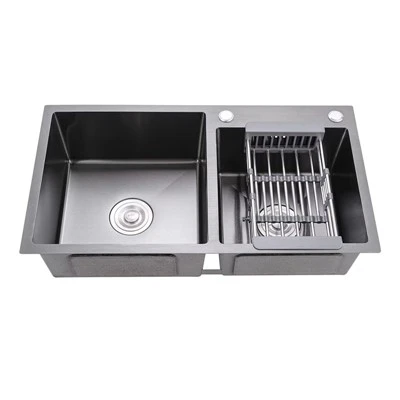 Nano Iswed Stainless Steel Double-sink tal-kċina tal-ħawt